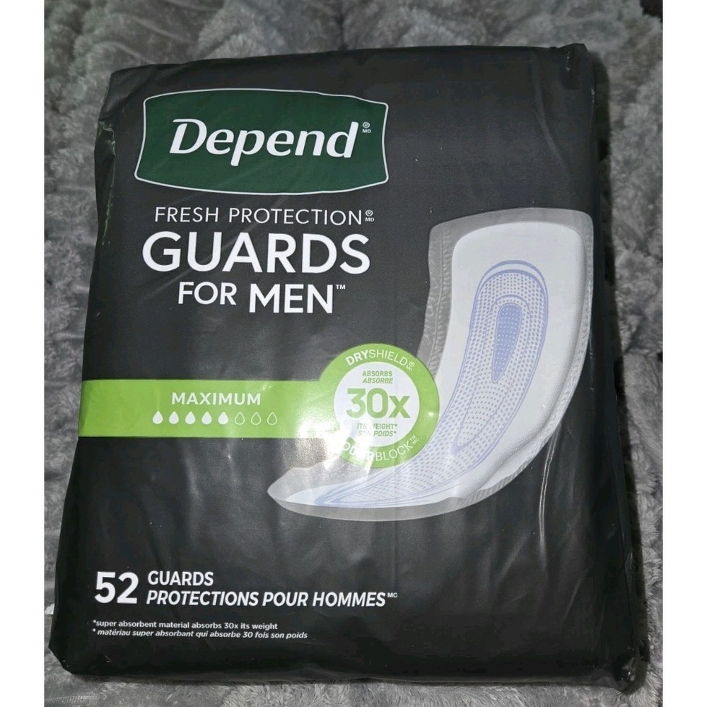 Depend Men's Incontinence Bladder Control Guards, Maximum Absorbency, 52 Count - Picture 3 of 6